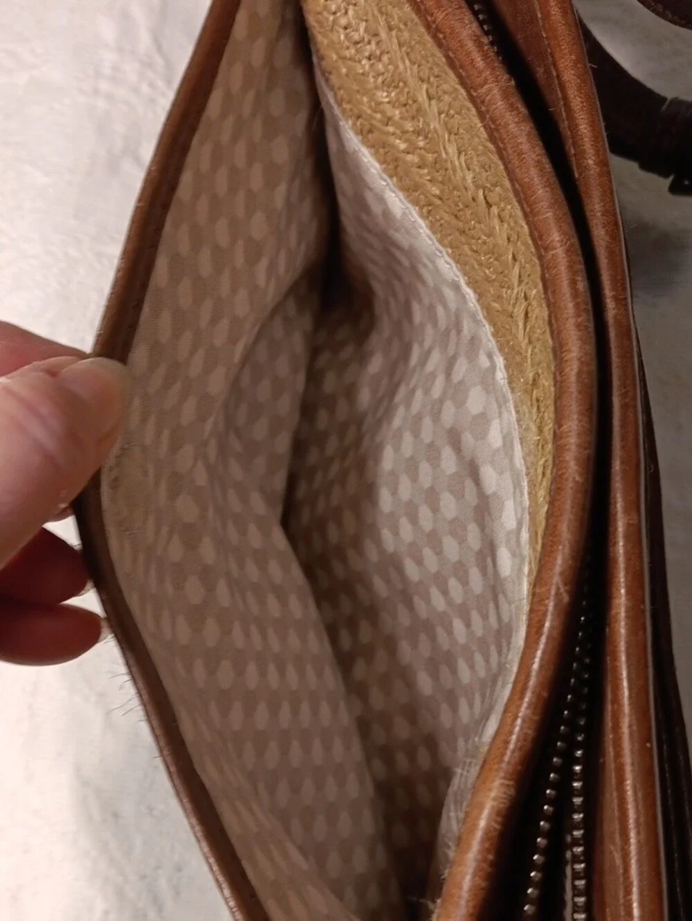 Brighton Tan Leather-Trim Woven Straw Crossbody